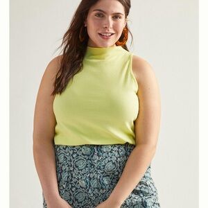 Maeve Anthropologie mock‎ neck tank lime sz XL